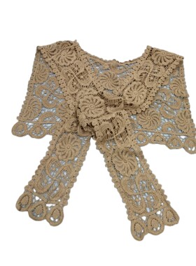 韩国东大门蕾丝围巾花朵全棉薄款镂空百搭短款防晒外搭小坎肩方巾