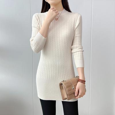 中长款圆领纯色百搭包臀打底衫