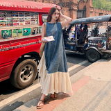 设计感不规则拼接撞色背心长裙女2025年新款夏季慵懒风无袖连衣裙，女装连衣裙，郎佰婉