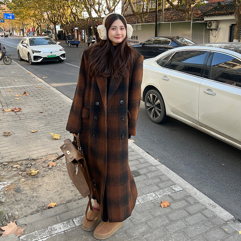 已出大货23冬新时尚保暖内里加绒格纹大衣浙宝300/8870/P205控298,女装毛呢外套,郎佰婉
