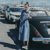 休闲慵懒松弛感复古牛仔连衣裙女夏2025收腰减龄独特漂亮衬衫长裙，女装连衣裙，郎佰婉
