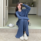 现货2025秋季新款时尚条纹连衣裙浙宝300/273/P135控218，女装连衣裙，郎佰婉