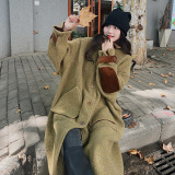 现货2025冬季新撞色拼接圈圈毛呢子大衣浙宝300/8826/P215控298，女装毛呢外套，郎佰婉