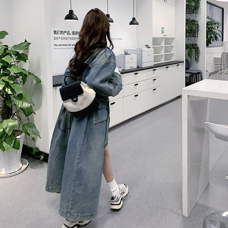 现货2025秋季新款时尚牛仔风衣外套浙宝300/8606/P155控218,女装风衣,郎佰婉