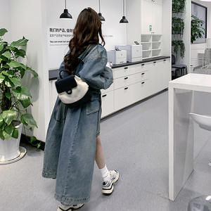 长款复古牛仔风衣外套女2025春秋季新款韩版炸街宽松休闲显瘦大衣图片