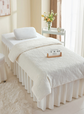 新款美容床罩四件套黑色绒布加厚雕花绒升级款泡泡绒仿兔绒床套罩