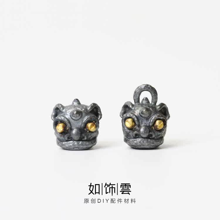 925银麒麟舞狮吊坠隔珠吊饰项坠