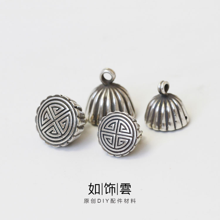925银寿纹单环铃铛坠角挂件