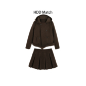 百褶半身裙套装 HDD Y9871 韩版 气质连帽外套 名媛套装 女款