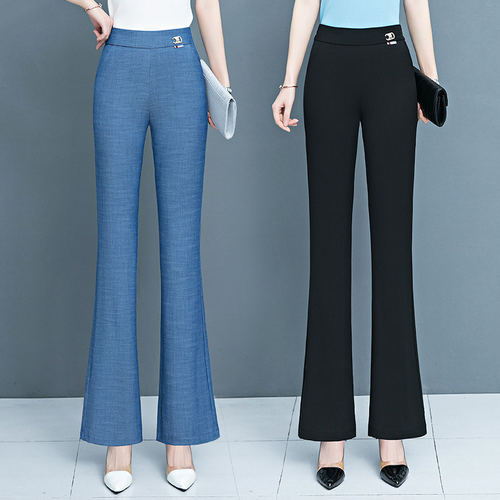 天丝牛仔微喇叭裤女2025