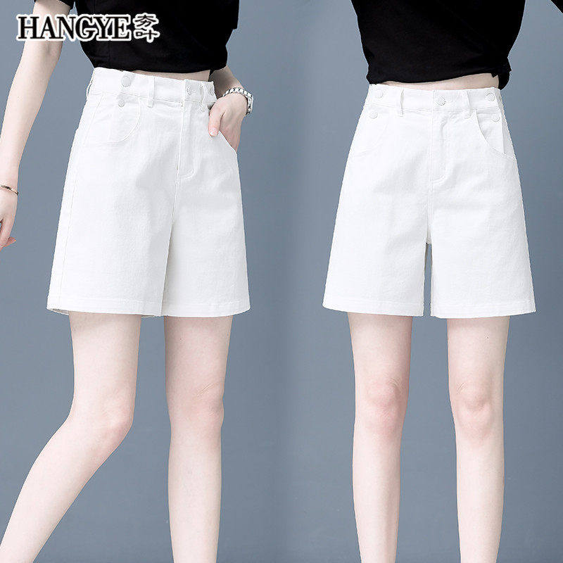 五分裤夏季薄款宽松短裤直筒高腰垂感白色阔腿西装四分裤子