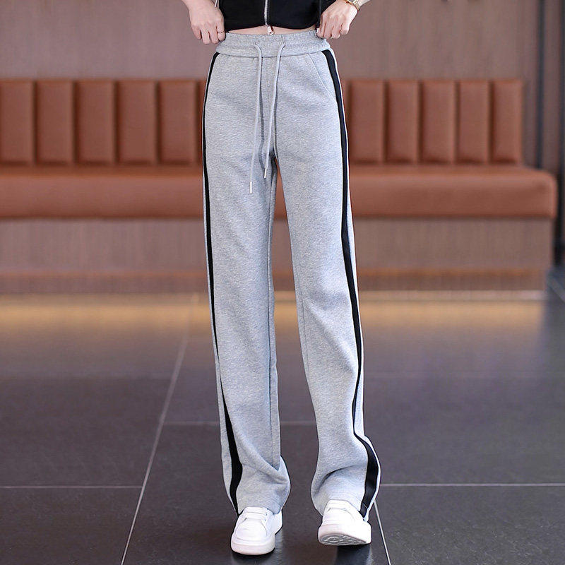 灰色运动裤女窄版阔腿裤2026春秋季新款高腰卫裤垂感显瘦直筒长裤