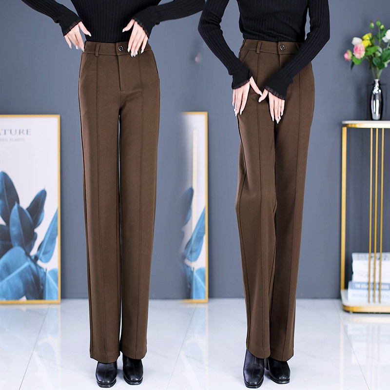 高腰窄版阔腿裤女2025年新款秋冬季毛呢西装裤休闲显瘦加绒直筒裤,女装/女士精品,大码裤装,淘宝优惠券,粉丝福利购,淘宝优惠卷
