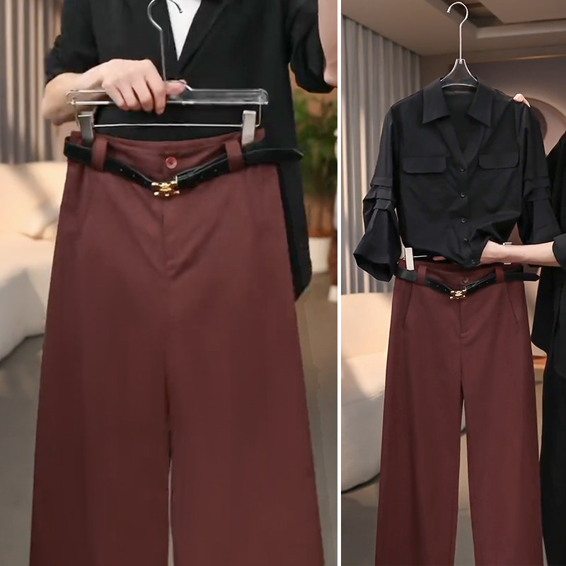 高腰阔腿裤女裤子春秋款2025新款西裤垂坠感高级感休闲宽松直筒裤,女装/女士精品,大码裤装,淘宝优惠券,粉丝福利购,淘宝优惠卷