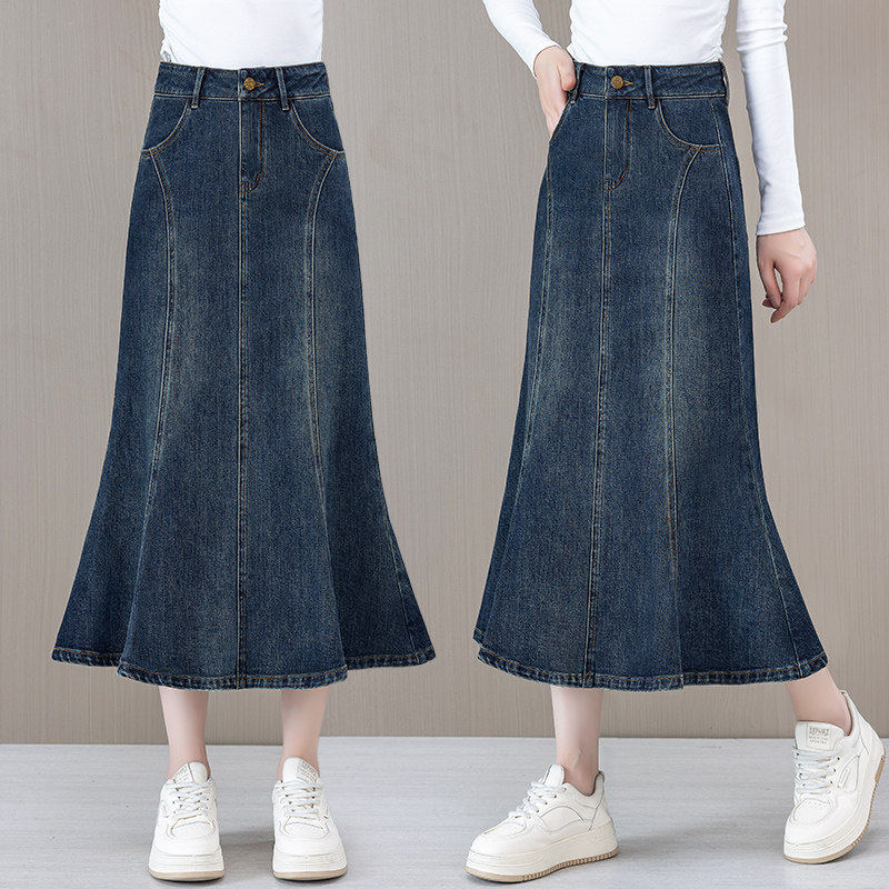 牛仔鱼尾裙女2026秋季新款高腰显瘦垂感春秋今年流行中长裙半身裙