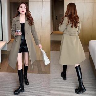 杭州意法风衣女款2025新款春秋冬季夹棉外套英伦风气质中长款大衣
