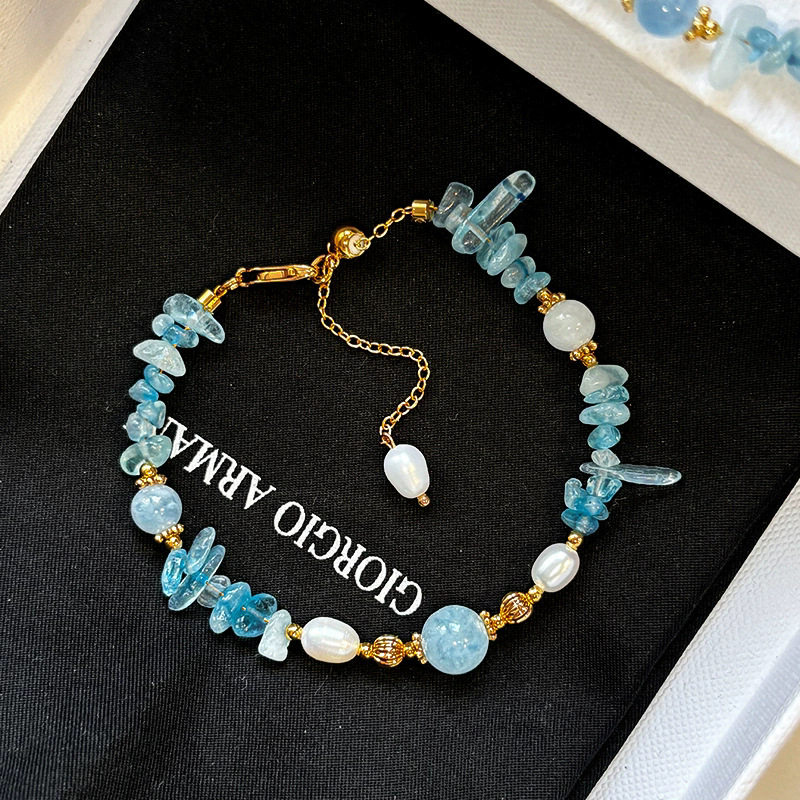 天然海蓝宝石巨好看手链女款秋冬轻奢精致时尚2026新款高级感手串