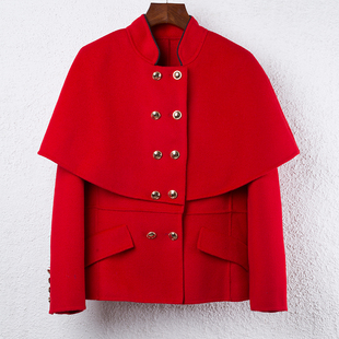 高端毛呢外套双面羊绒大衣女 小个子短款 2025秋季新款披肩斗篷