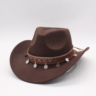 西部牛仔帽夏季美式复古大帽檐遮阳防晒帽户外徒步登山帽子爵士帽