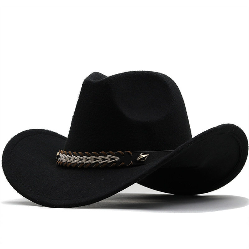宽皮带毛呢西部牛仔礼帽军绿色男士女士情侣帽藏族帽 Cowboy Hat