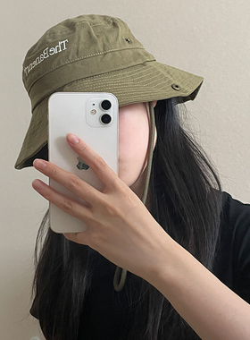 韩版字母渔夫帽男女春秋休闲百搭日系帽子夏季户外遮阳盆帽显脸小