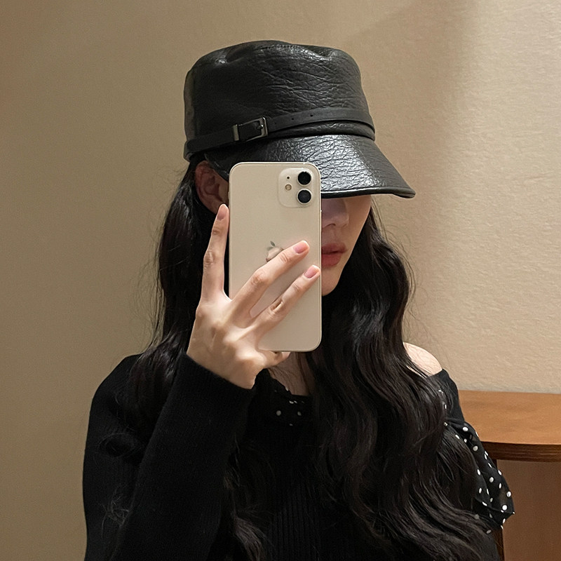麂皮绒马术帽女秋冬帽子英伦复古帽子