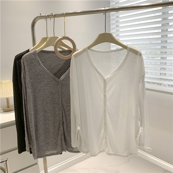 gusty夏季宽松透视防晒长袖衫