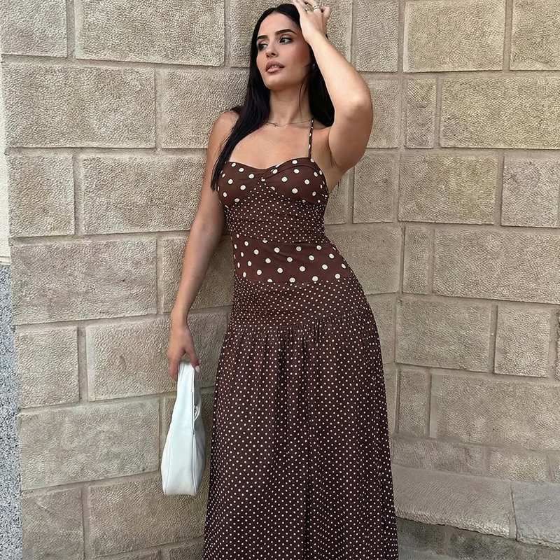 gusty法式复古波点裹胸吊带裙纯欲辣妹度假风不规则挂脖连衣裙女,女装/女士精品,连衣裙,淘宝优惠券,粉丝福利购,淘宝优惠卷