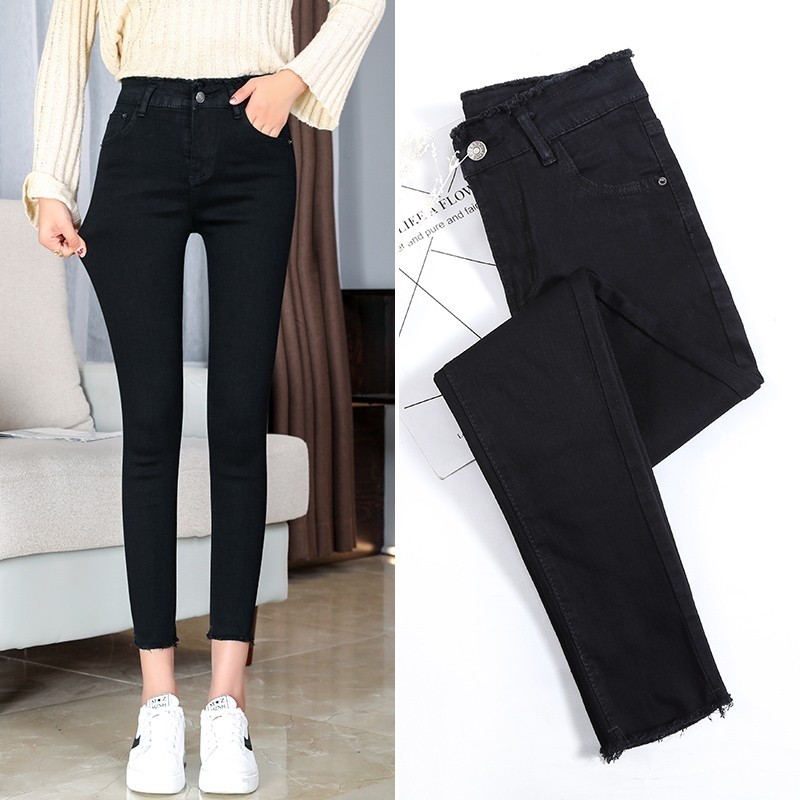 湘凌妃官方旗舰店官网弹力牛仔小脚裤女装以纯色夏季2020新款高腰
