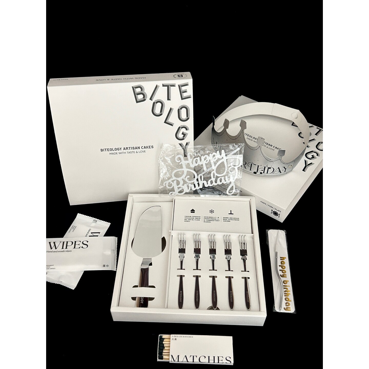 BITEOLOGY  生日蛋糕餐具套装带刀叉蜡烛 单拍不发货图片