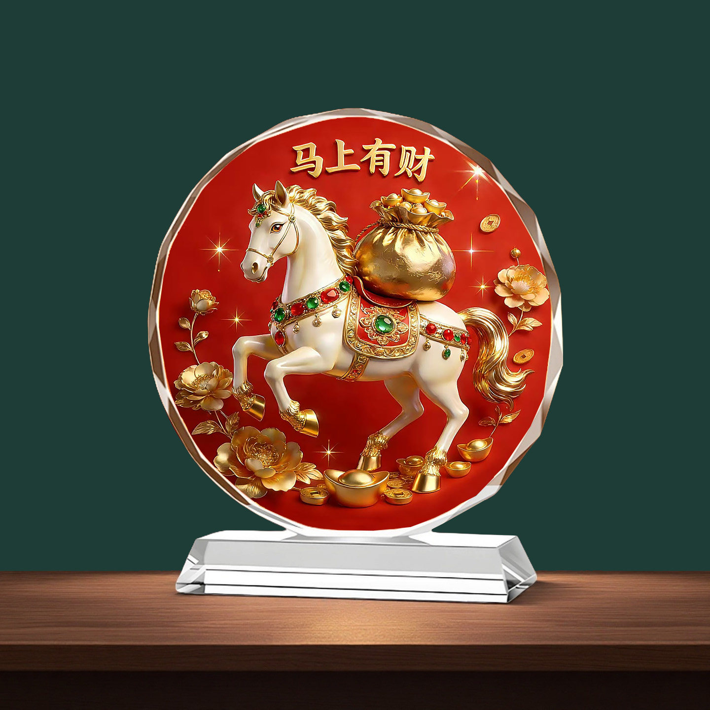 马上有财水晶摆件马年招财聚财装饰办公室客厅桌面乔迁送礼物摆台,家居饰品,桌面摆件,淘宝优惠券,粉丝福利购,淘宝优惠卷