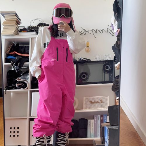 雪否玫红色单板3L滑雪裤