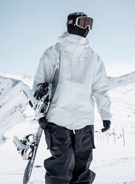 雪否滑雪外套白色3L防水防风双板滑雪服男女单板滑雪上衣加绒保暖