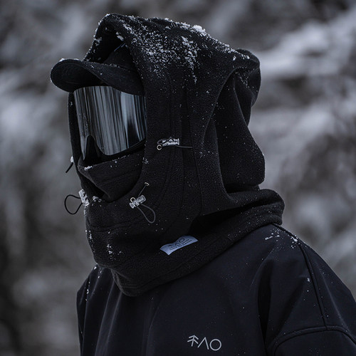 雪否防风头盔套帽子摇粒绒运动冬加绒厚滑雪面罩防风套头帽男女