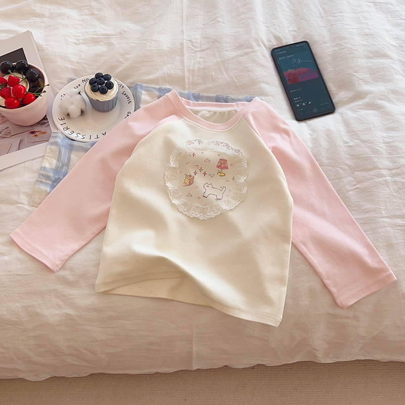 儿童春季衣服女童上衣打底衫纯棉a类宝宝春秋装插肩体男童长袖t恤图片