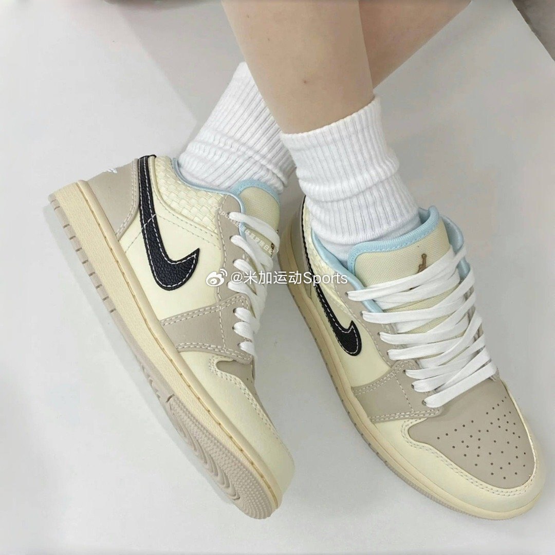 耐克Air Jordan1 AJ1 低帮米黑编织复古篮球鞋男鞋女鞋HQ3437-101