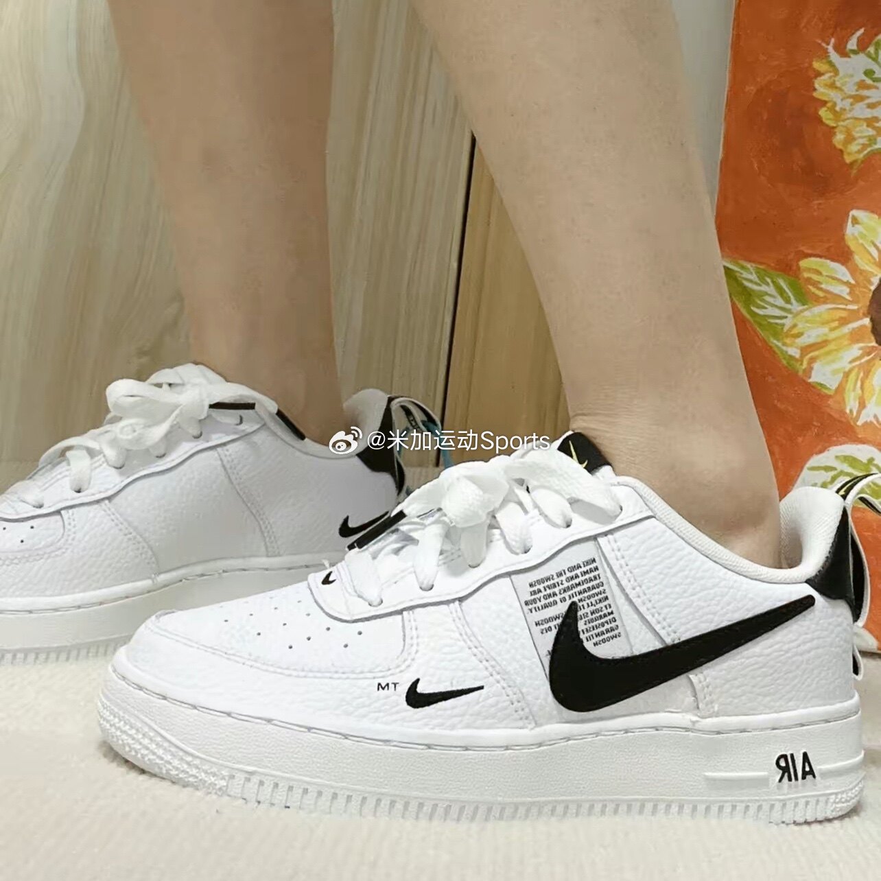 nike air force 1 utility(gs)空军一号黑白解构板鞋女ar1708-100