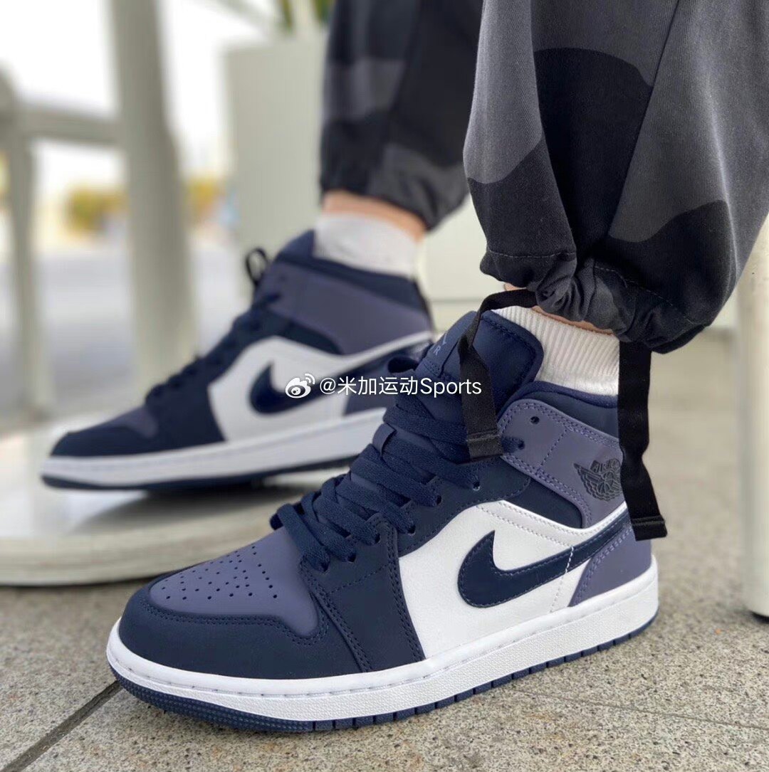 air jordan 1 mid aj1 桑德紫 黑紫脚趾中帮复古篮球鞋554724-445