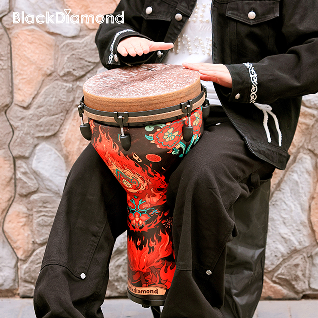 乐僮节奏黑钻乐器尊享12寸非洲鼓【烈焰】高端一步到位高纤仿兽皮