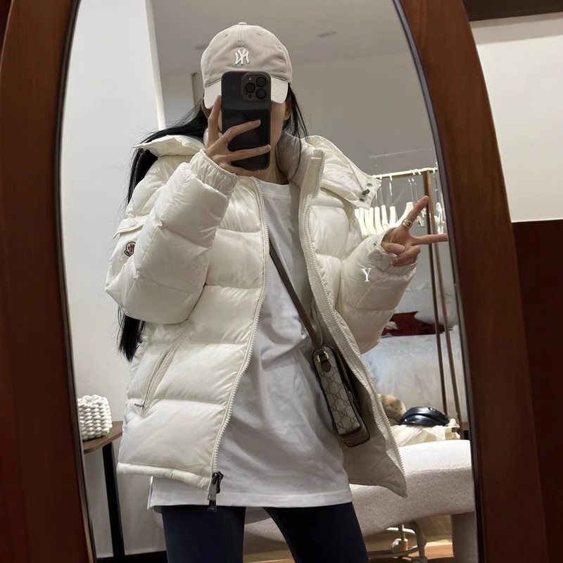 男女同款情侣羽绒棉服加厚长款宽松白鸭绒保暖百搭外套2025冬新款