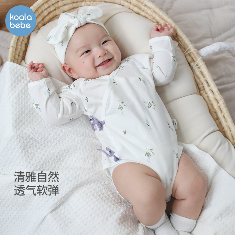考拉鼻鼻[Q弹牙签条·自然紫浆果包屁衣]新生儿轻薄透气秋季衣服图片