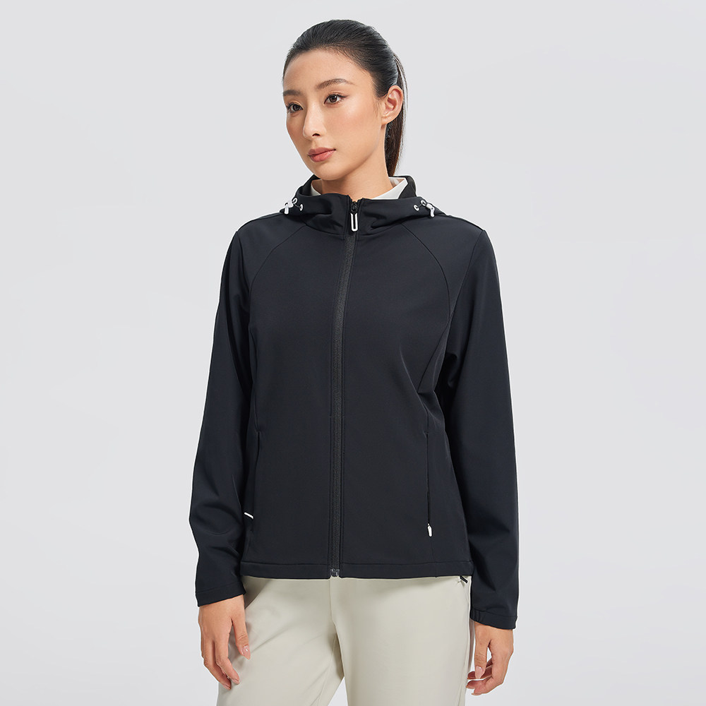 GYMANT肌肉蚂蚁冬季新款防风舒适速干上衣黑色女连帽单层休闲外套