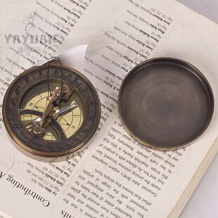 进口黄铜手工做旧风水罗盘指南针加勒比海盗指北针户外登山旅游用