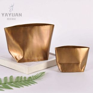 印度手工黄铜不规则造型艺术花瓶花器欧式 家居装 饰品摆件 创意个性