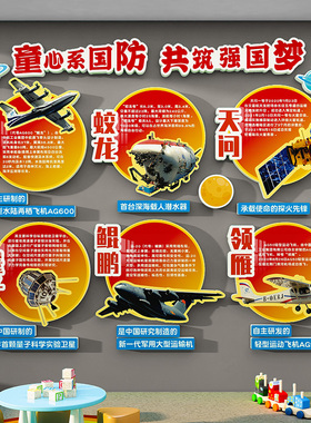 红色爱国防科技爱国主题文化墙贴