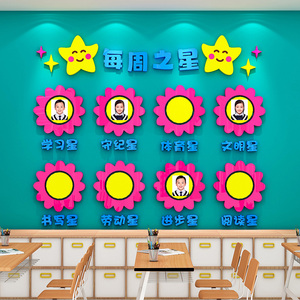 班级之星墙贴3d每周进步表扬评比栏文化墙布置创意中小学教室装饰