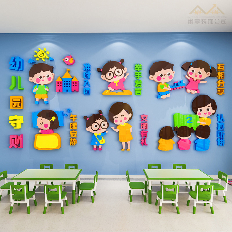 幼儿园守则墙贴画托管班文明礼貌