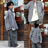 潮童衬衫 波拉实体店儿童装 5中小童男童黑白格宽松韩版 新品 春季