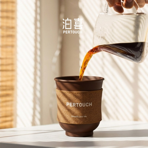 泊喜轻刻茶咖陶瓷咖啡杯带盖