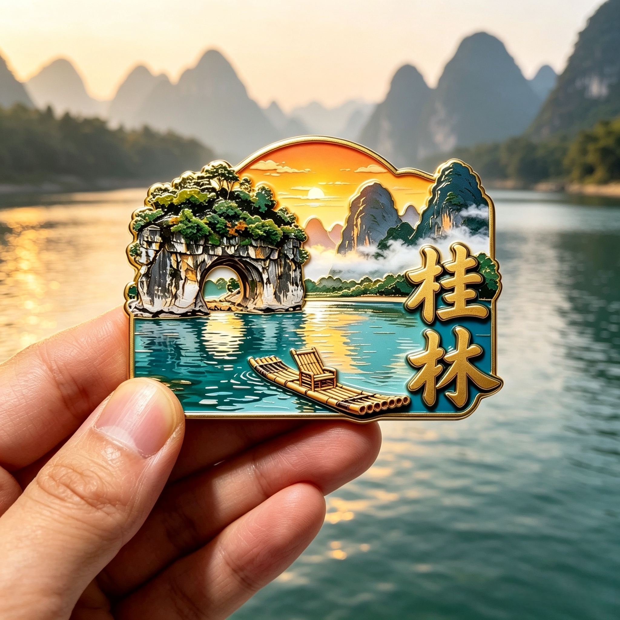 桂林象鼻山冰箱贴金属磁吸贴 广西漓江山水文创旅游纪念品伴手礼